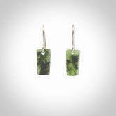 Hand carved small New Zealand jade drop earrings. Made by NZ Pacific from real jade.